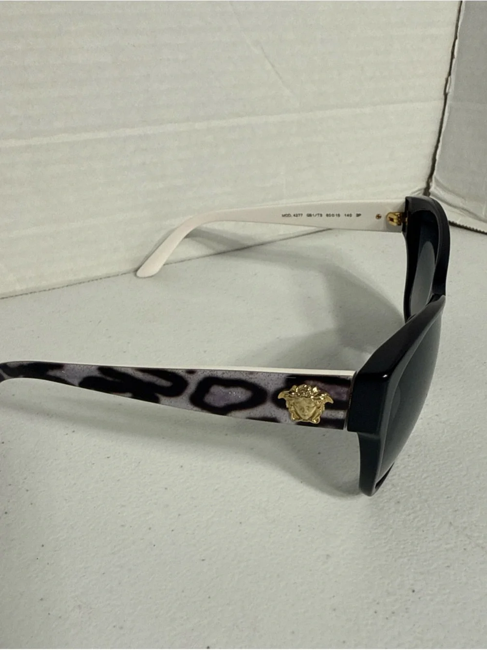 Versace Women's Purple Leopard Print Sunglasses with Gold Medusa Accent